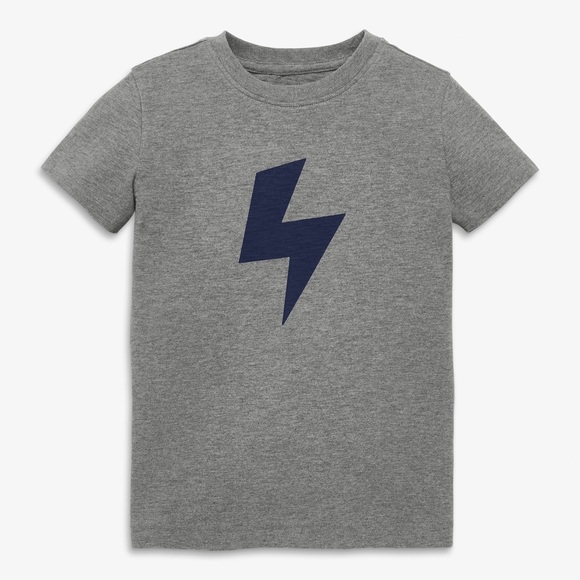Gray Kids Shirt with Navy Lightning Bolt - Picture 1 of 1